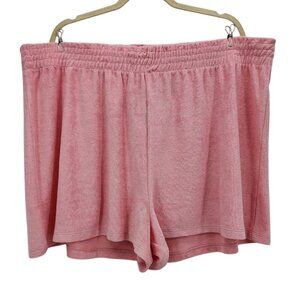 New H&M Womens XXL Shorts Terry Cloth Pink Pull On Cotton Blend Lounge Casual